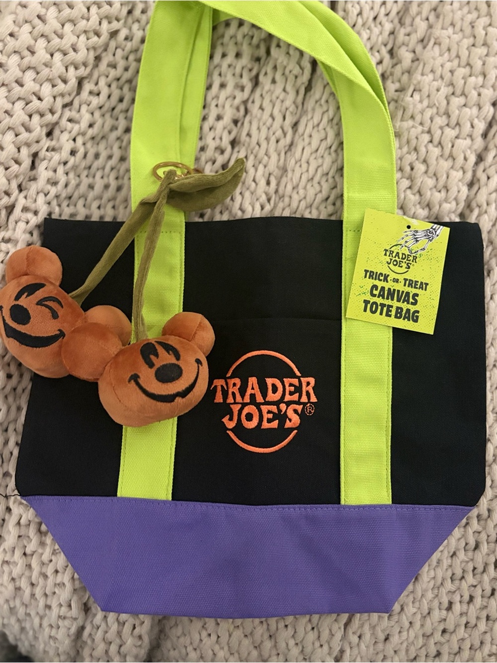 Trader Joe’s tote back Black & Purple Canvas Tote Bag